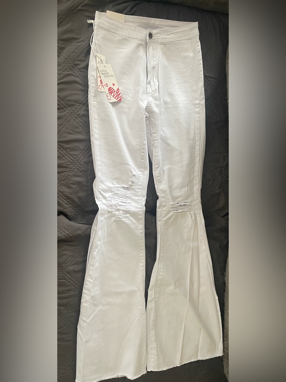 Love White Flare Jeans with Distressed Knees